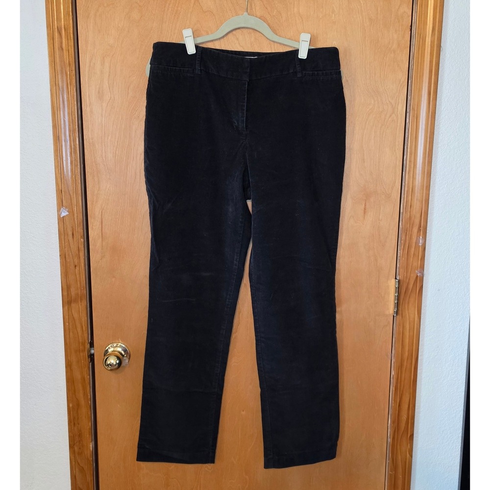 Dressbarn Womens Black Corduroy Straight Leg Pants Sz 14 Stretch Casual Capsule